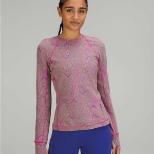 It's Rulu Run Long Sleeve Shirt Jacquard Reverberate Chevron Mini Neon Jacquard